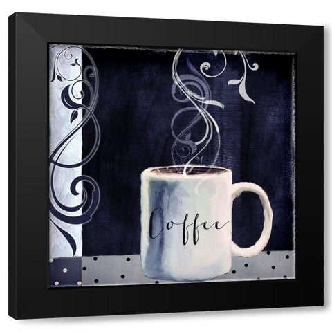 Cafe Blue I Black Modern Wood Framed Art Print by Sasha