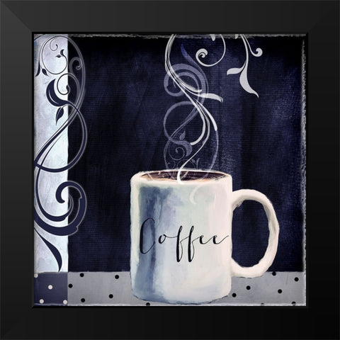 Cafe Blue I Black Modern Wood Framed Art Print by Sasha