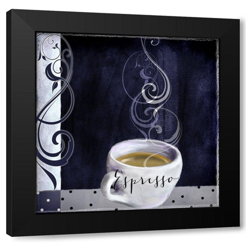 Cafe Blue IV Black Modern Wood Framed Art Print with Double Matting by Sasha