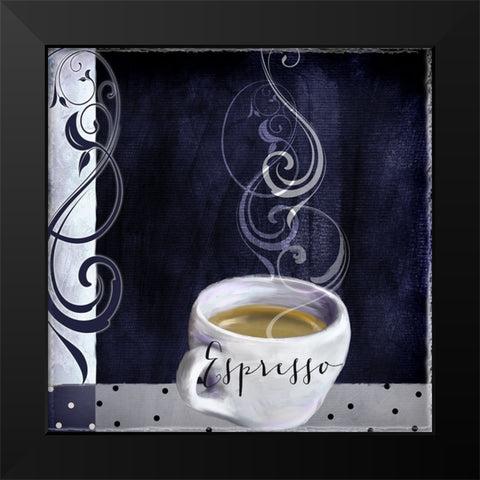 Cafe Blue IV Black Modern Wood Framed Art Print by Sasha