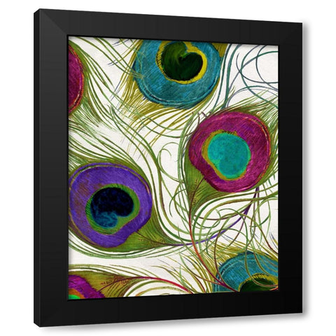 Peacock Feathers I Black Modern Wood Framed Art Print with Double Matting by Sasha
