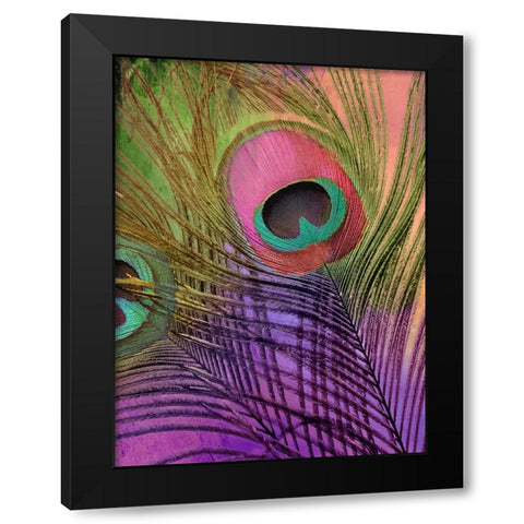 Peacock Candy III Black Modern Wood Framed Art Print by Sasha