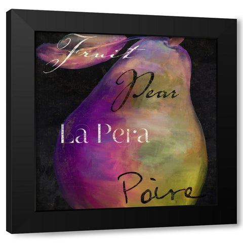 Painted Pear II Black Modern Wood Framed Art Print with Double Matting by Sasha