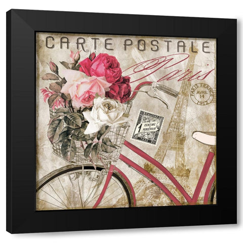 Postale Paris I Black Modern Wood Framed Art Print with Double Matting by Sasha