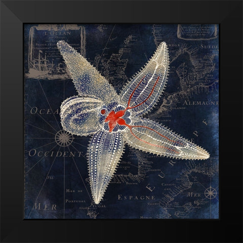 Maritime Blues IV Black Modern Wood Framed Art Print by Sasha