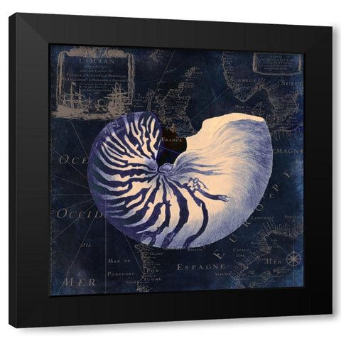 Maritime Blues V Black Modern Wood Framed Art Print with Double Matting by Sasha