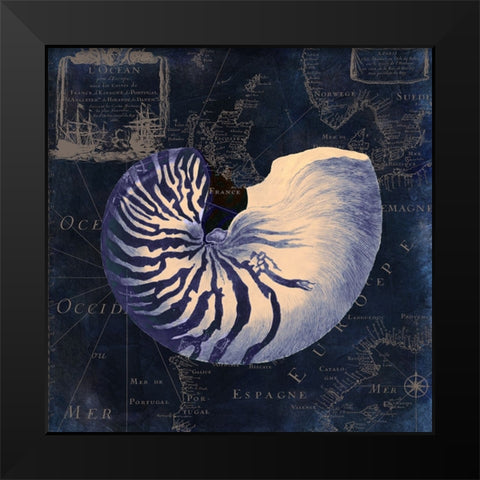 Maritime Blues V Black Modern Wood Framed Art Print by Sasha