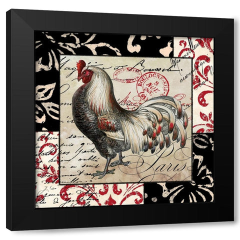 Europa White And Gray Rooster Black Modern Wood Framed Art Print with Double Matting by Sasha