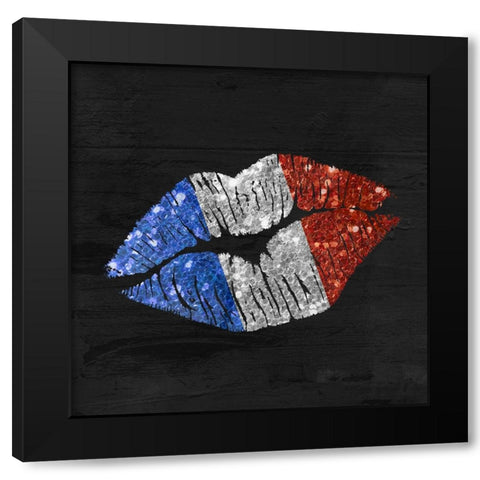 French Kiss Black Modern Wood Framed Art Print with Double Matting by Sasha