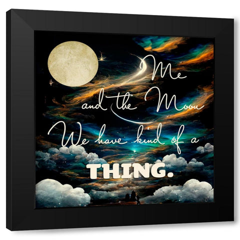 Me and the Moon Black Modern Wood Framed Art Print by Sasha