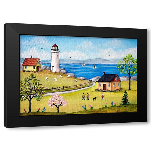 Blue Sea Black Modern Wood Framed Art Print by Mark, Sharon