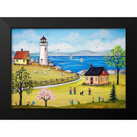 Blue Sea Black Modern Wood Framed Art Print by Mark, Sharon