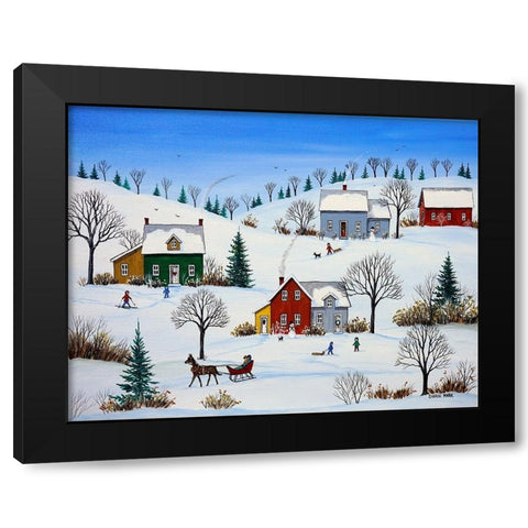 Country Neighbours Black Modern Wood Framed Art Print with Double Matting by Mark, Sharon