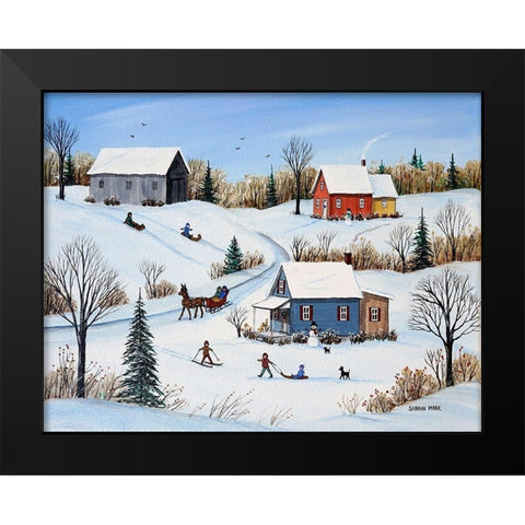 Country Road Black Modern Wood Framed Art Print by Mark, Sharon