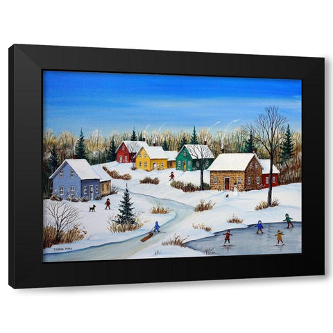 Five Houses in Winter Black Modern Wood Framed Art Print with Double Matting by Mark, Sharon