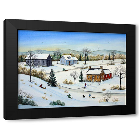 Fun on the Hill Black Modern Wood Framed Art Print by Mark, Sharon