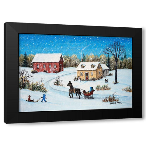 Horse and Sleigh Black Modern Wood Framed Art Print with Double Matting by Mark, Sharon