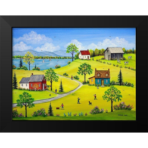 Lake Road Black Modern Wood Framed Art Print by Mark, Sharon