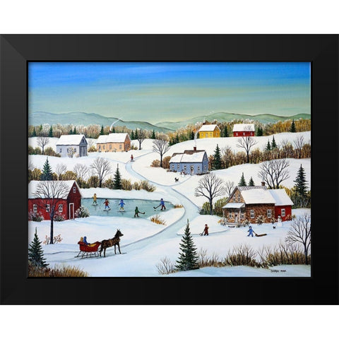 Little Country Village Black Modern Wood Framed Art Print by Mark, Sharon