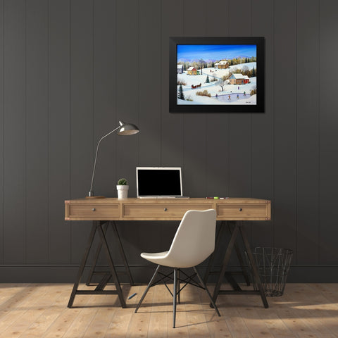 Little Homesteads Black Modern Wood Framed Art Print by Mark, Sharon