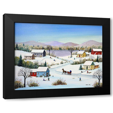 Mountains and Lake Black Modern Wood Framed Art Print with Double Matting by Mark, Sharon