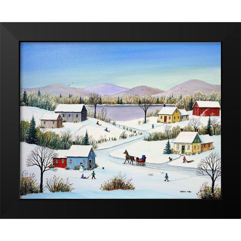 Mountains and Lake Black Modern Wood Framed Art Print by Mark, Sharon