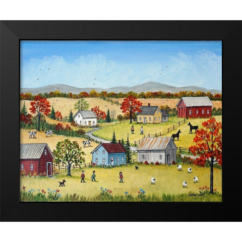 October Black Modern Wood Framed Art Print by Mark, Sharon