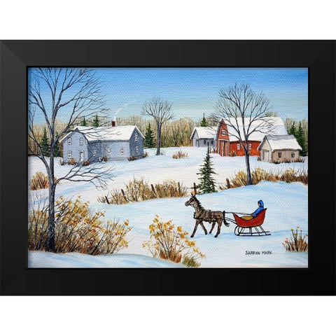 Quiet Winter Day Black Modern Wood Framed Art Print by Mark, Sharon