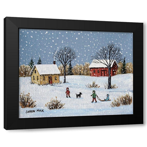 Snow Day Black Modern Wood Framed Art Print with Double Matting by Mark, Sharon
