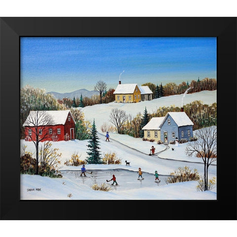 Some Winter Fun Black Modern Wood Framed Art Print by Mark, Sharon