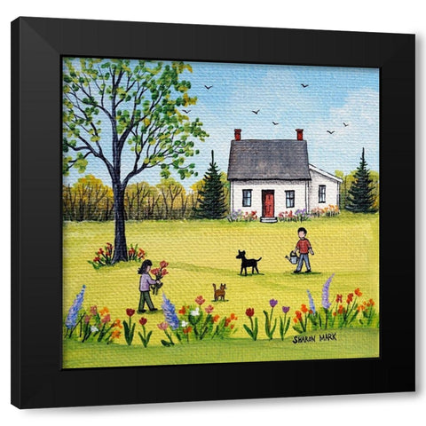 Spring Flowers Black Modern Wood Framed Art Print with Double Matting by Mark, Sharon