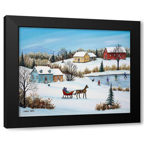 Time for a Sleigh Ride Black Modern Wood Framed Art Print with Double Matting by Mark, Sharon