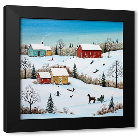 We Love Snow Black Modern Wood Framed Art Print with Double Matting by Mark, Sharon