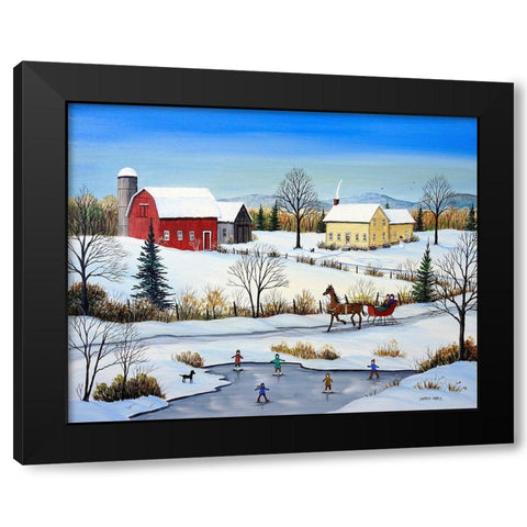 Winter in Canada Black Modern Wood Framed Art Print with Double Matting by Mark, Sharon