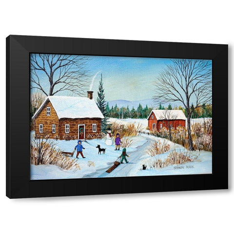 Winter Path Black Modern Wood Framed Art Print by Mark, Sharon