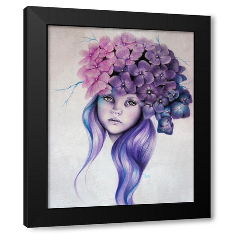 Hydrangea - Pixie Blossoms Black Modern Wood Framed Art Print with Double Matting by Sheena Pike Art