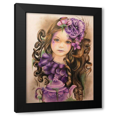 Lavender - Tea Series Black Modern Wood Framed Art Print with Double Matting by Sheena Pike Art
