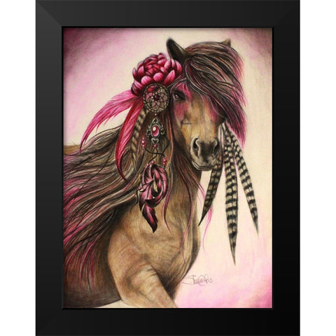 Magenta Warrior Black Modern Wood Framed Art Print by Sheena Pike Art