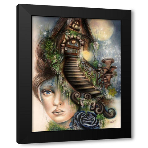Moonlit Manor Black Modern Wood Framed Art Print by Sheena Pike Art