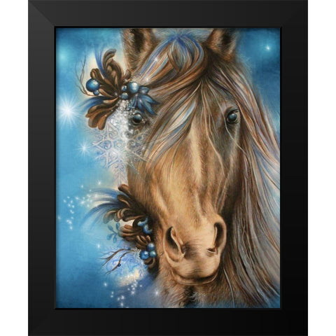 Pretty Blue Black Modern Wood Framed Art Print by Sheena Pike Art