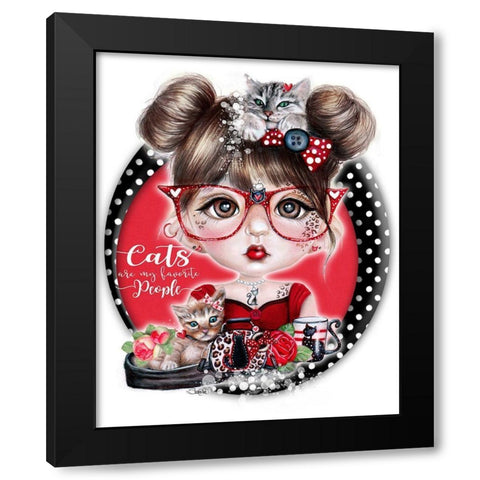 Cats are My Favorite People - Cat Crazy Chloe - MunchkinZ Black Modern Wood Framed Art Print by Sheena Pike Art