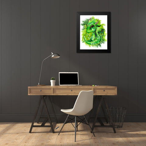 Lil DragonZ Element Series Earth Black Modern Wood Framed Art Print by Sheena Pike Art