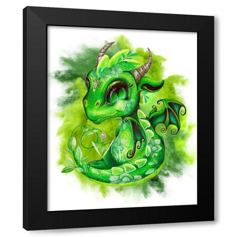 Lil DragonZ Element Series Earth Black Modern Wood Framed Art Print by Sheena Pike Art