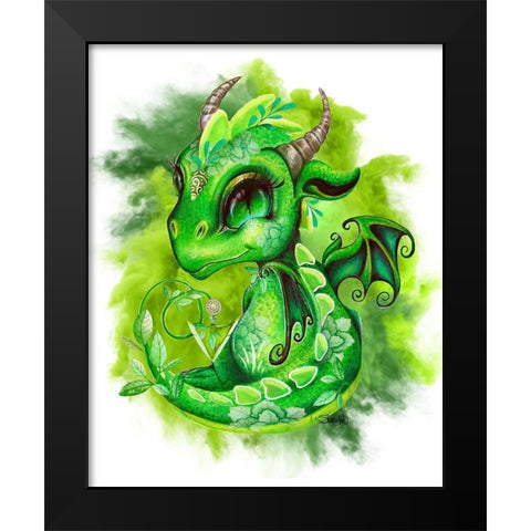 Lil DragonZ Element Series Earth Black Modern Wood Framed Art Print by Sheena Pike Art