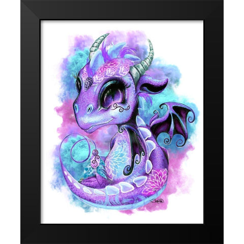 Lil DragonZ Element Series Wind Black Modern Wood Framed Art Print by Sheena Pike Art