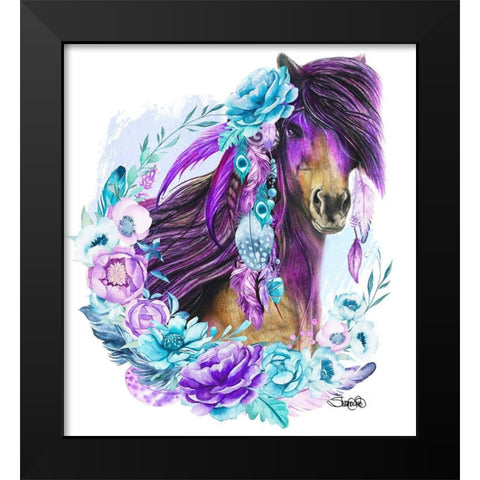 Purple Warrior Black Modern Wood Framed Art Print by Sheena Pike Art
