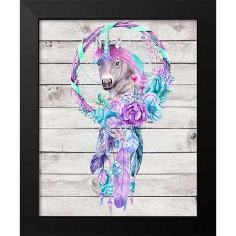 Unicorn Dream Catcher Black Modern Wood Framed Art Print by Sheena Pike Art