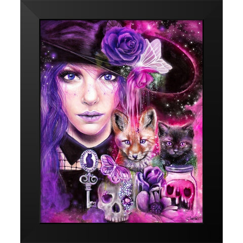Something Wicked this way Comes Black Modern Wood Framed Art Print by Sheena Pike Art