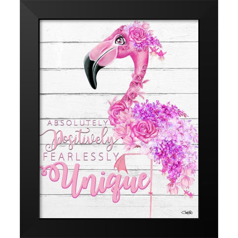 Fearlessly Unique Flamingo Black Modern Wood Framed Art Print by Sheena Pike Art