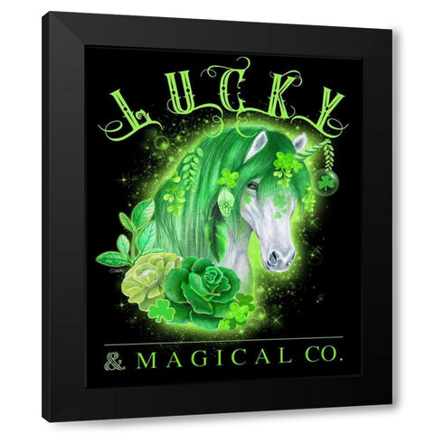 Lucky and Magical Co Unicorn Black Modern Wood Framed Art Print with Double Matting by Sheena Pike Art